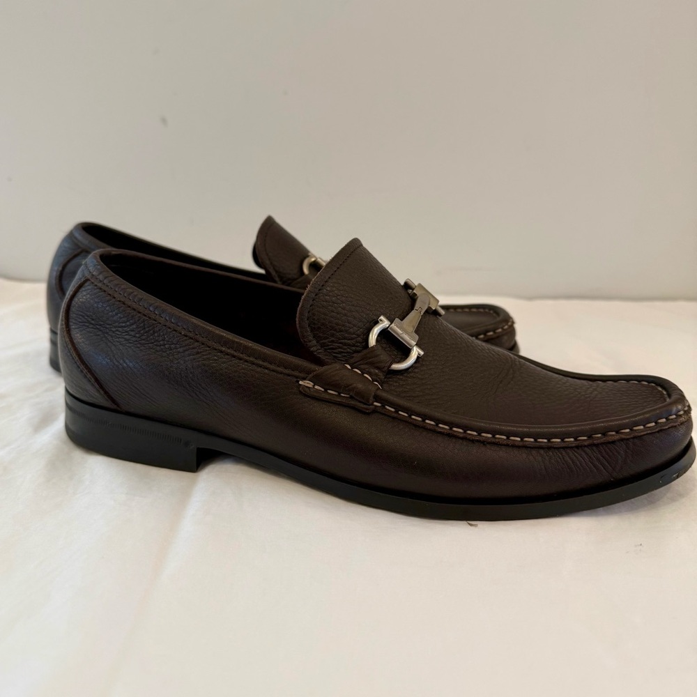 Salvatore Ferragamo "Magnifico" Dark Brown Calf Skin Leather Slip-On-EUC